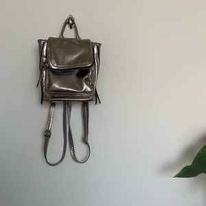 Silver Metallic Mini Backpack